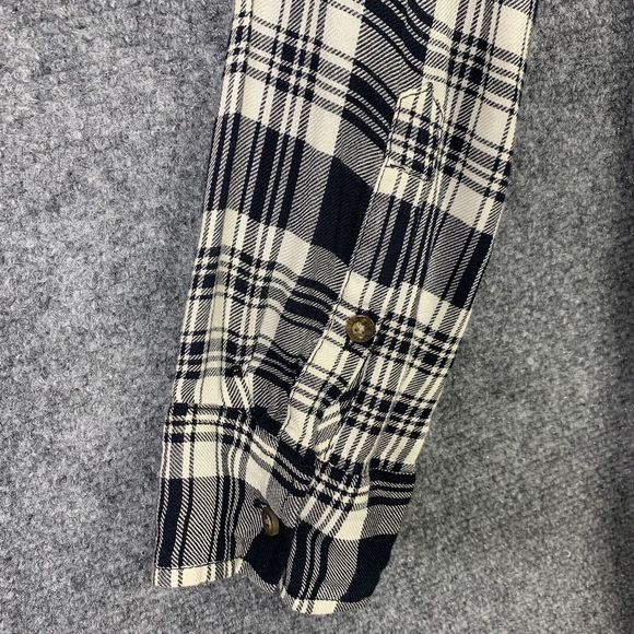 Abercrombie & Fitch B&W Plaid Tunic Women Small Roll Tab Sleeve Pockets - Picture 12 of 16